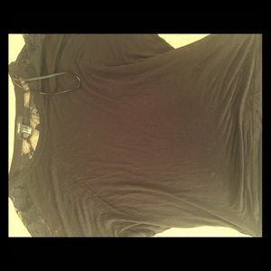 Black loose fitting 3/4 length sleeve top